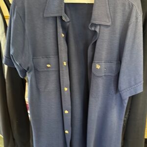 Dior Blue Casual Button Down Shirt with Collared Neckline SS
